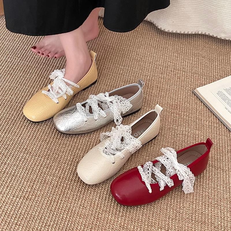 Korean version of French flat-bottomed silver evening single shoes women's spring 2025 new sweet and cool fashion square head Mary Jane shoes