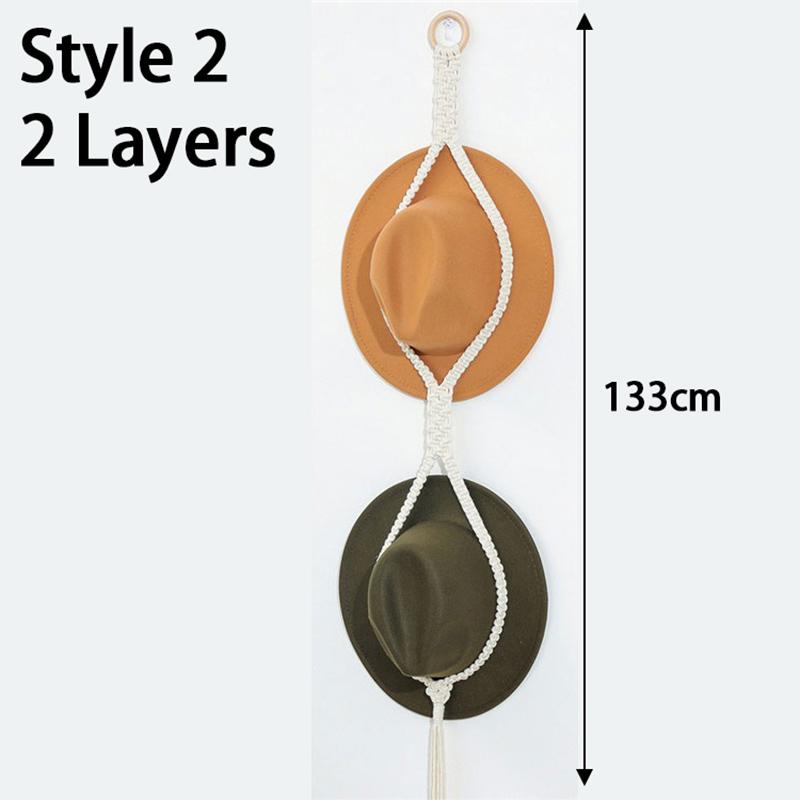Macrame Hat Hanger Cap Holder Organizer, Wall Hats Holder Hanging Caps Closet For Caps Boho Home Storage Display MZSNJ04