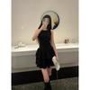 Fine Flash Diamond Collar Thousand Gold Small Black Dress Vest Dress Dress Women's Summer Temperament Waist Birthday Date Cake Short Skirt