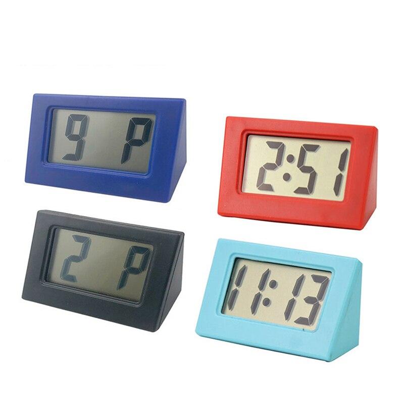Horloge Digitale Voiture LCD - Affichage LED - Alimentation Pile - Adhésif Fort - 5.7x3.3cm - Noir