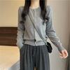 Versatile Round Neck Knit Cardigan Coat for Women - Early Autumn Loose & Slimming Design