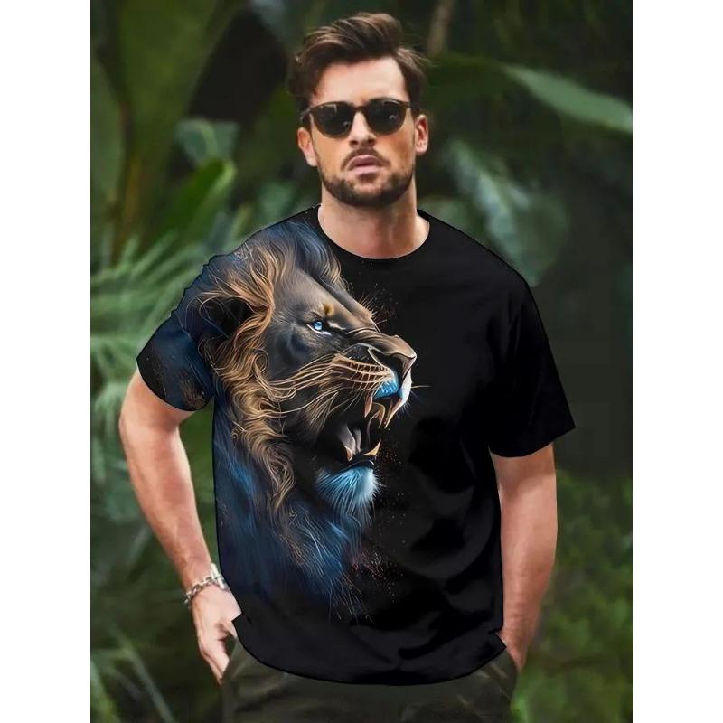

Летняя мужская повседневная свободная футболка с круглым вырезом и 3D-принтом животного 6XL