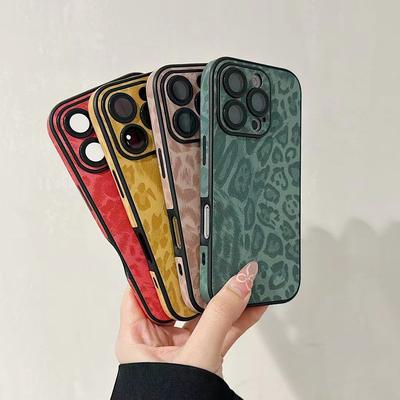 Leopard Print Leather Pattern Mobile Phone Case Suitable for IPhone 16 Protective Case 15promax Apple 15 with Lens Film