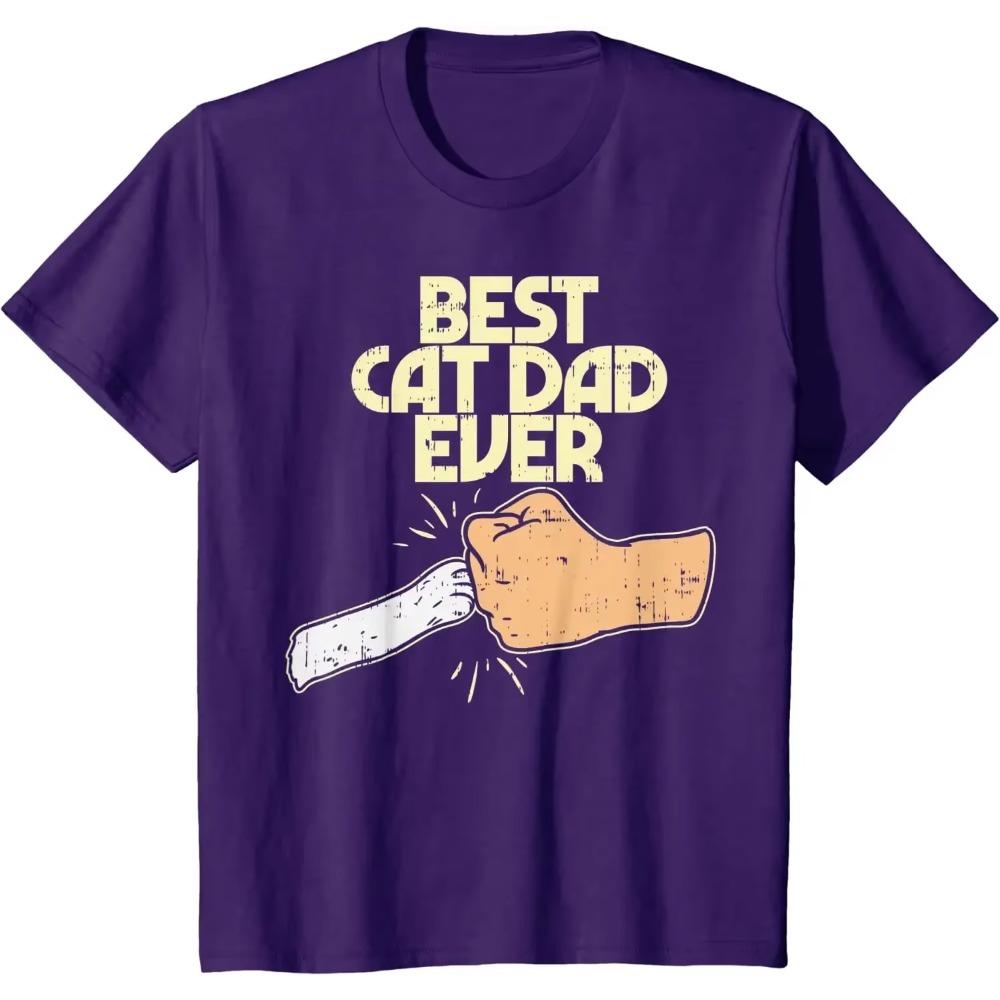 Best Cat Dad Ever Funny Kitten Pet Lover Owner Dad Men Gift T-Shirt Men Clothing Casual Daily Four Seasons Cotton Shirts for Men