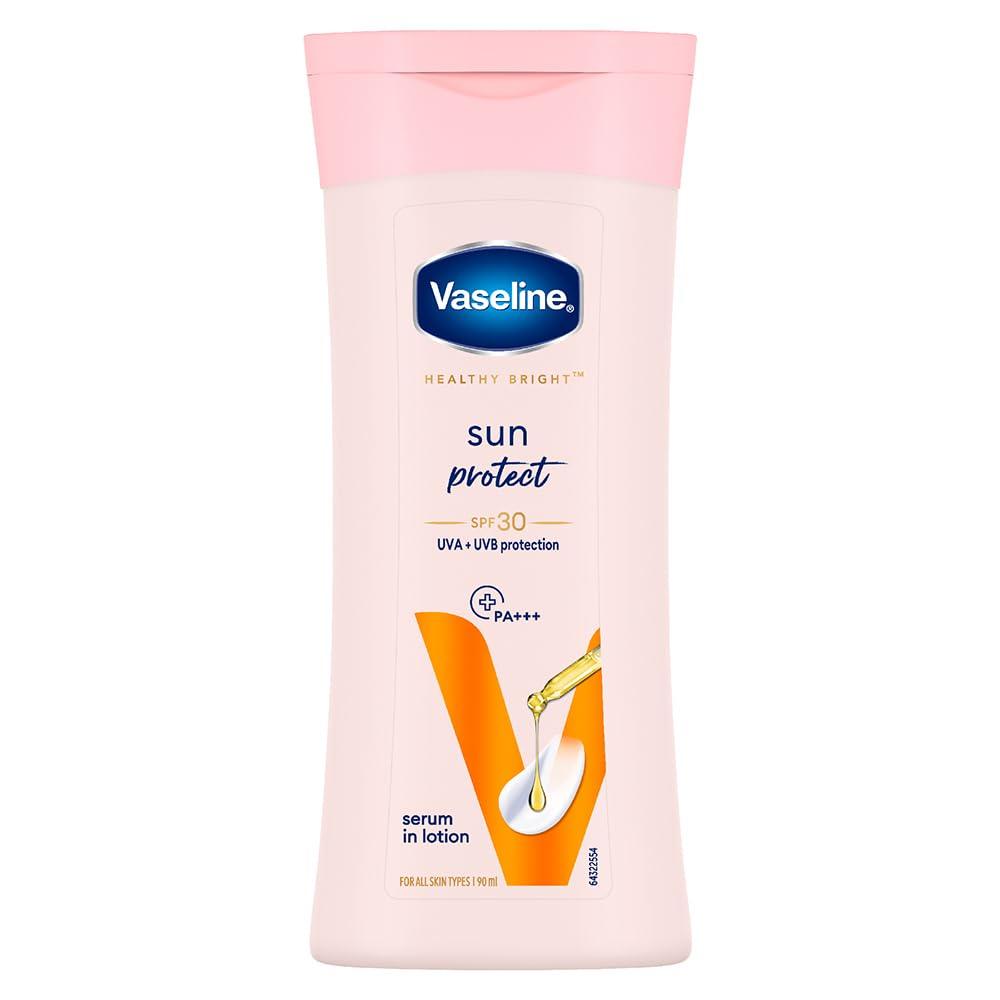 

Vaseline Sun Protect SPF 30 Body Lotion 90ml Pack of 1 Reduces Tan Lines Fast Absorbing Non-Sticky