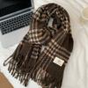 New imitation cashmere scarf women's winter high-end feeling small fresh plaid thickened warm shawl scarf