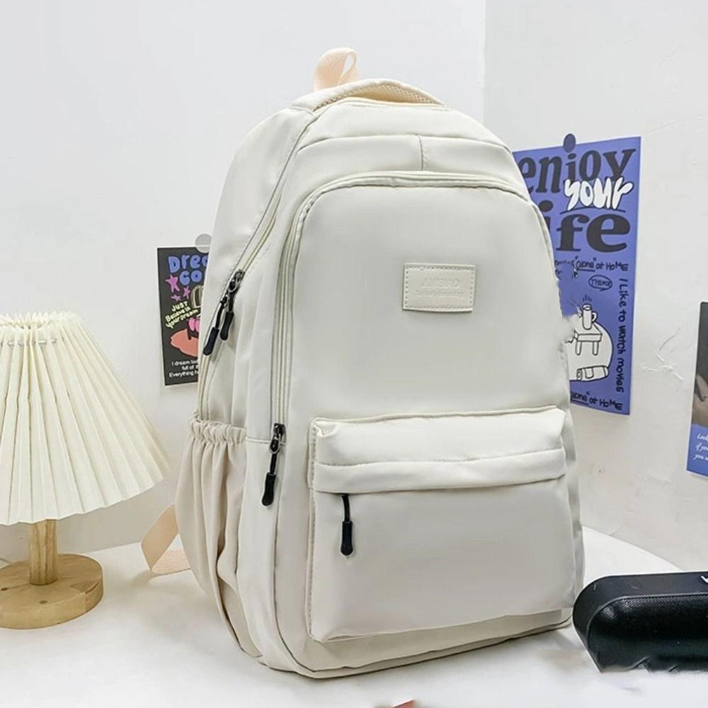 Solid Color Laptop School Bag Oxford College Backpack Durable Large Capacity Backpack  Men Women