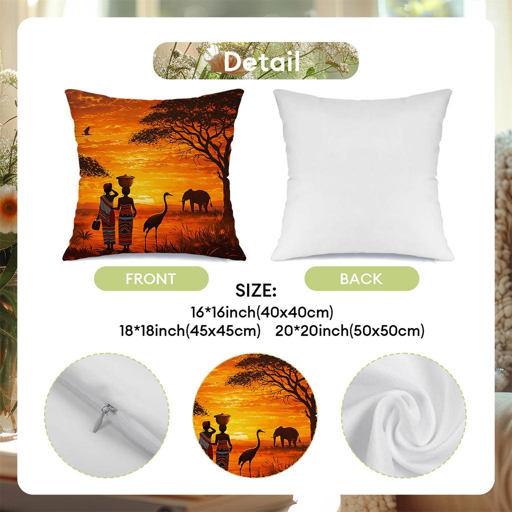 Shadows Of African Grassland Animals Printing Pillow Cover Short Plush Suitable Living Rooms Bedrooms Sofas Throw Cushion Cover