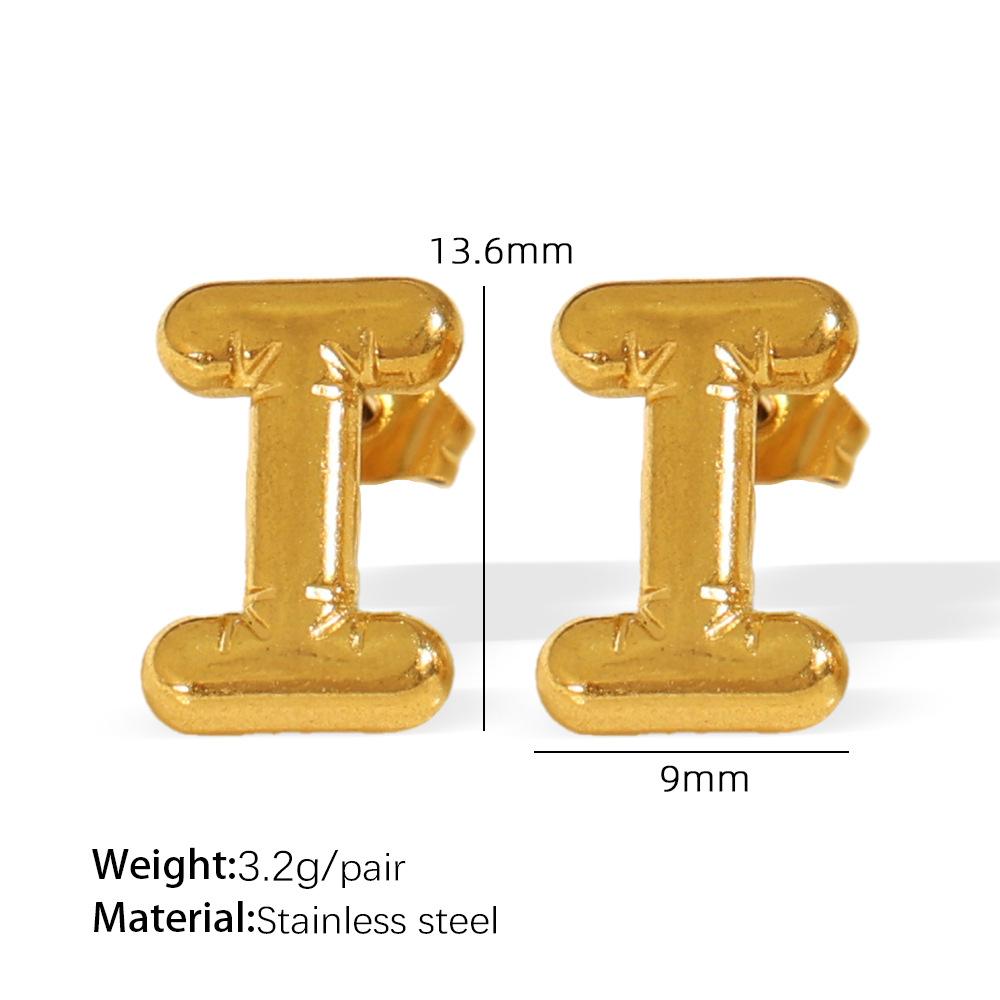Gold Edelstahl Blase 26 Buchstaben Ohrstecker Einfache Dicke Ohrstecker