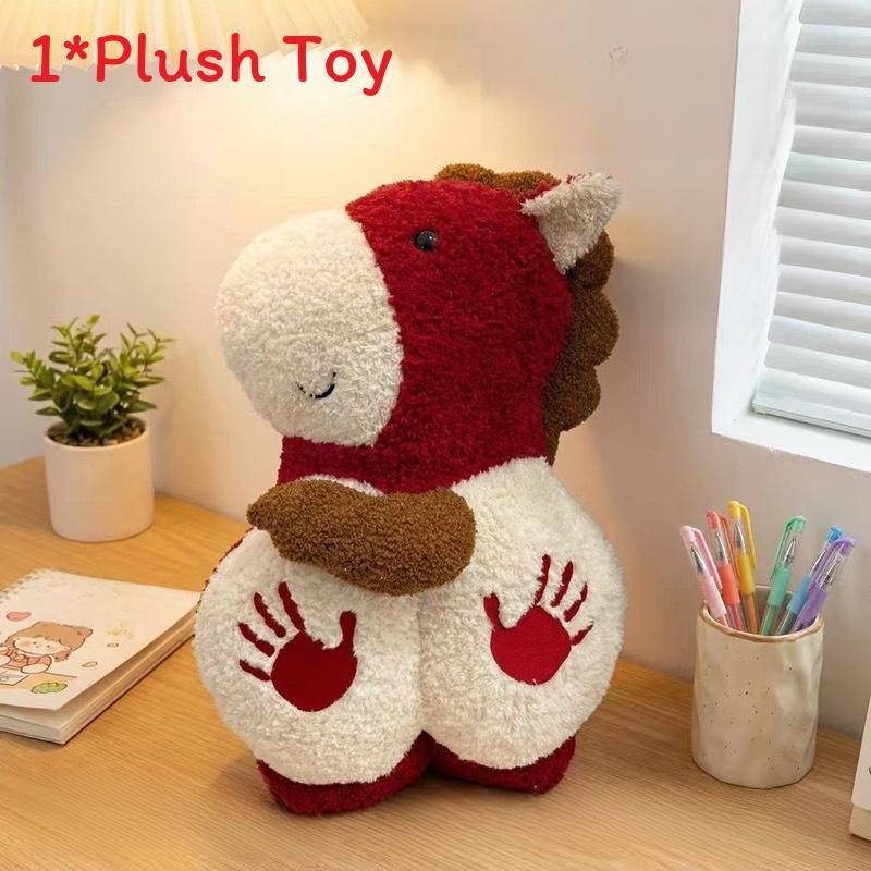 Lucky Year Of The Horse Plush Toy With Short Velvet Fur For Home Decor And Gifts