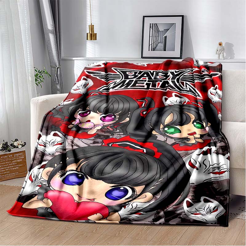 2026 New Babymetal Combination Printed Plush Soft Blanket Home Sofa Bed Warm Office Travel Picnic Flannel Blanket Bed Cover Gift