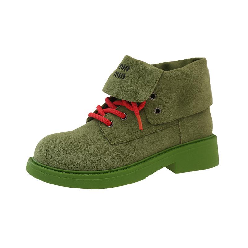 

Popular thick-soled Martin boots women s summer thin 2025 new British style tooling boots outdoor mountaineering locomotive short boots 35 зелёный