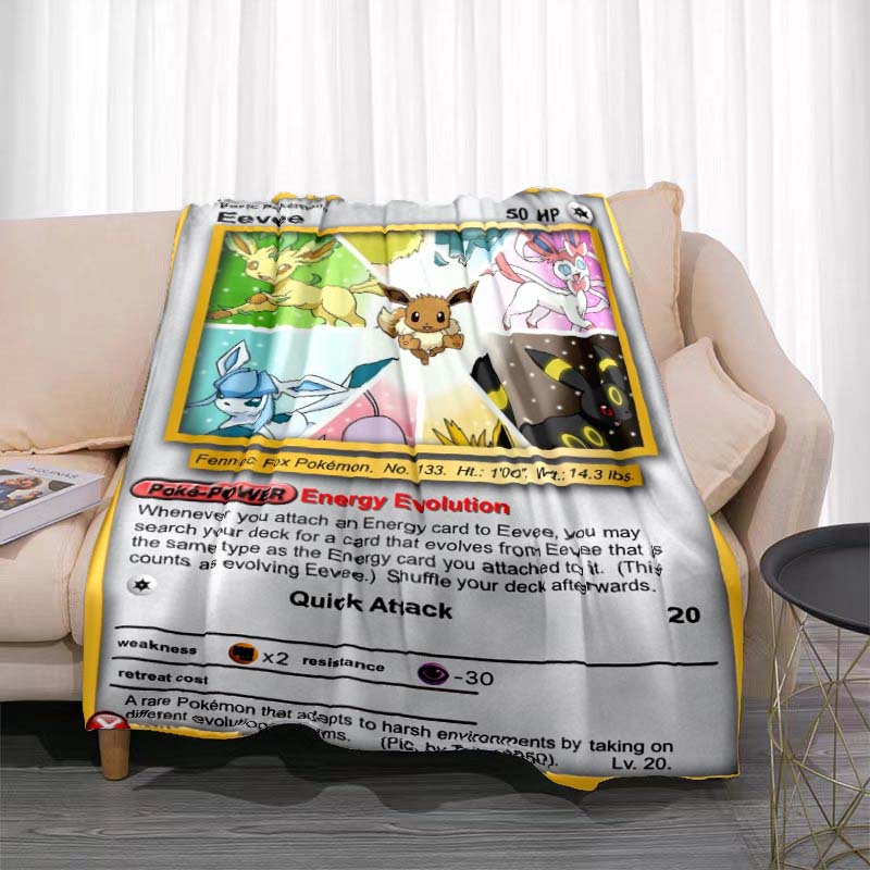 Cartoon Card Pokemon Pikachu Flannel Blanket Figures Home Sofa Lunch Break Blankets Children Student Blanket Nap Cover Kids Gift
