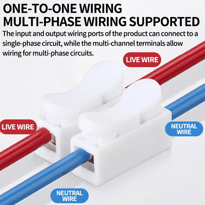 100pcs 2/3 Pin Push-in Spring Loaded Connector, CH2 CH3 5A 250V Wire Cable Connector for Electrical Lighting