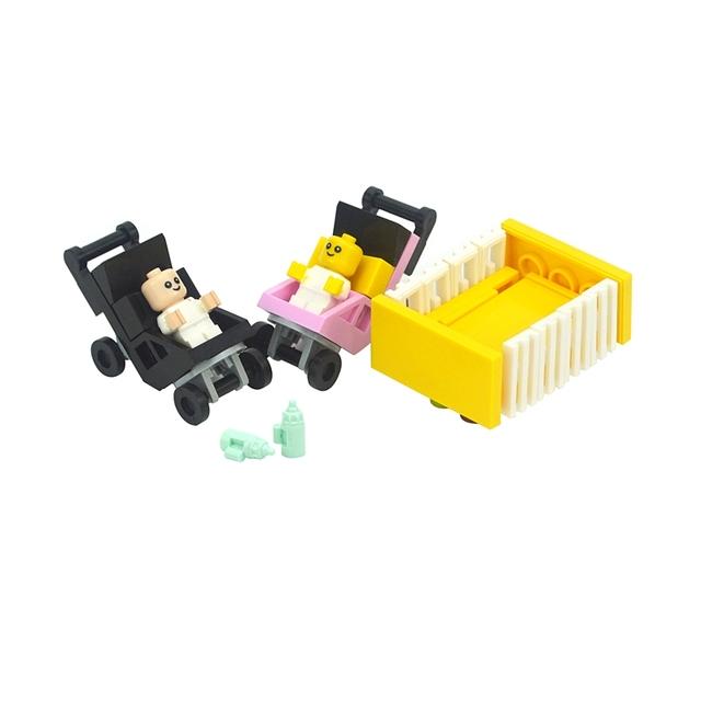 MOC City Series Bed Crib Stroller Bottle Baby Figure Bricks MOC Baby Bottle Building Blocks Toy For Children Creative Gifts