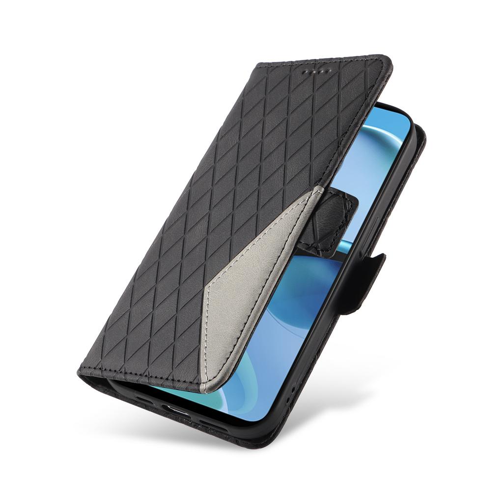 Applicable to Samsung A56 leather case Moto G84 two-color splicing rhombus small fragrant style card wallet case Redmi 14C