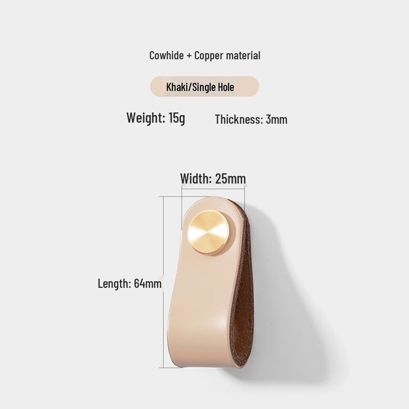 Cross-Border Brass and Leather Cabinet Pull Handle