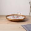 Round Enamel Metal Tray -Decorative Serving Platter for Home & Kitchen