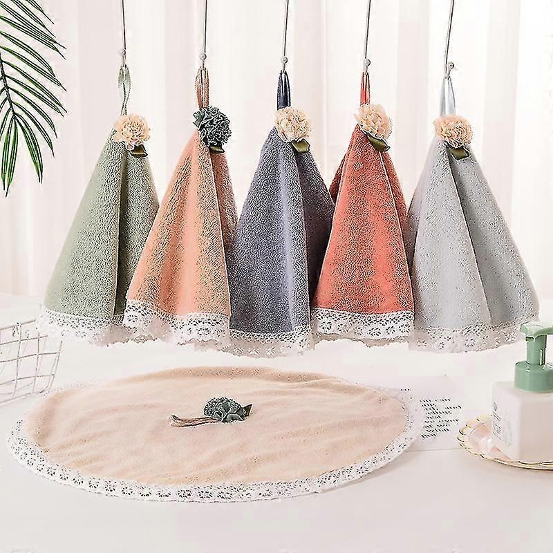 Hand Towels for Bathroom and Kitchen with Hanging Loop - Charcoal Fiber Round Hand Towels, Soft and Absorbent 50*50cm