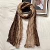 Warm Gradient Texture Scarf Windproof Bandana Shawl Wraps Women's Long Pleated Shawl  Autumn Winter