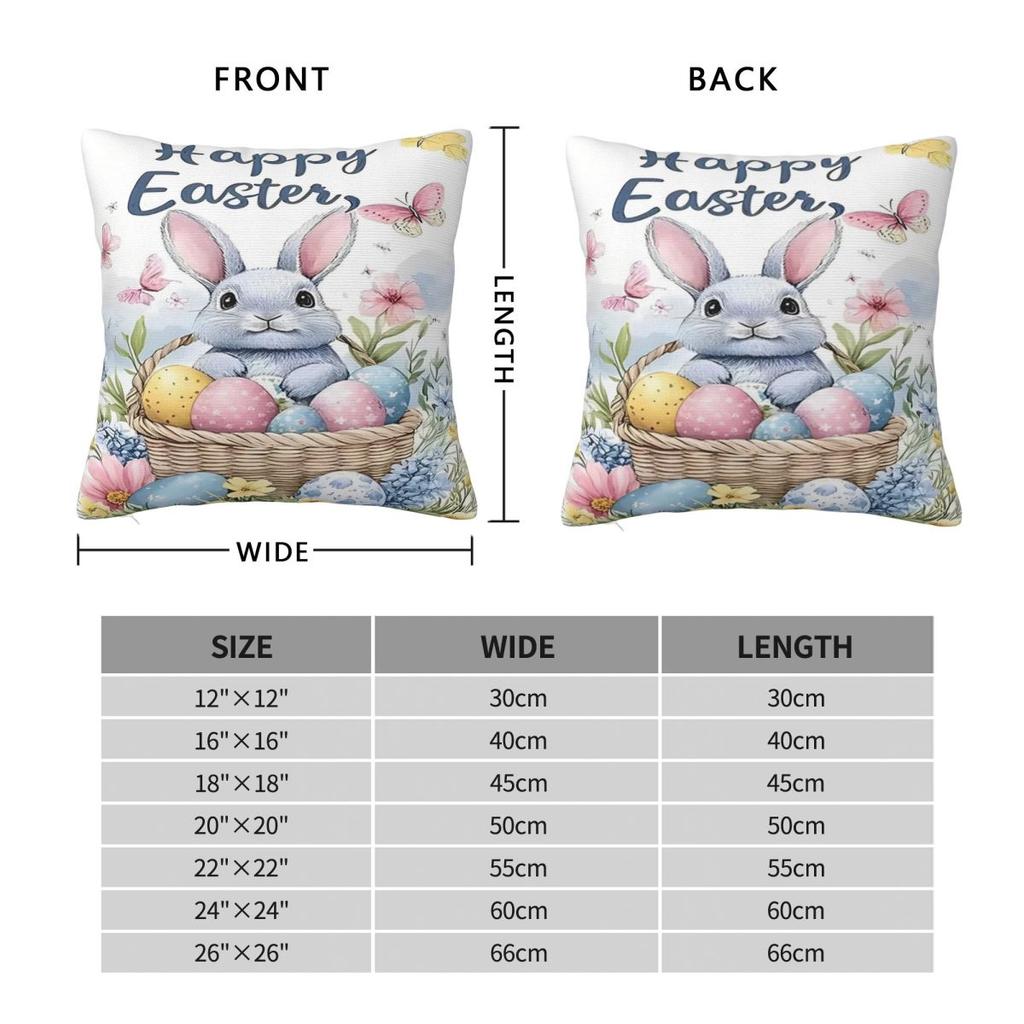 Happy Easter Square Pillow Cases Eggs Bunny Cushion Covers Awesome Decorative Pillowcase for Sofa 40*40cm