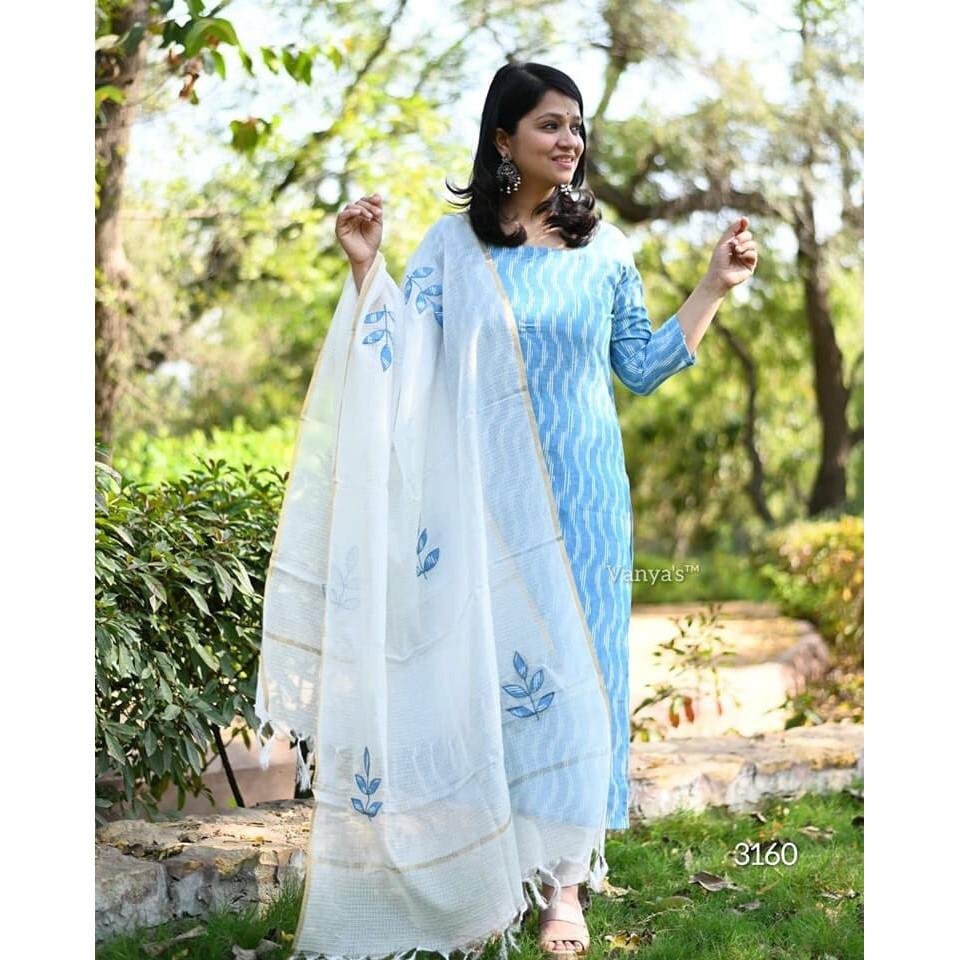 Damen Bollywood Kurta Hose Dupatta Set Indische Partykleidung Oberteil Tunika Kurti Kleid VSO-1729 c