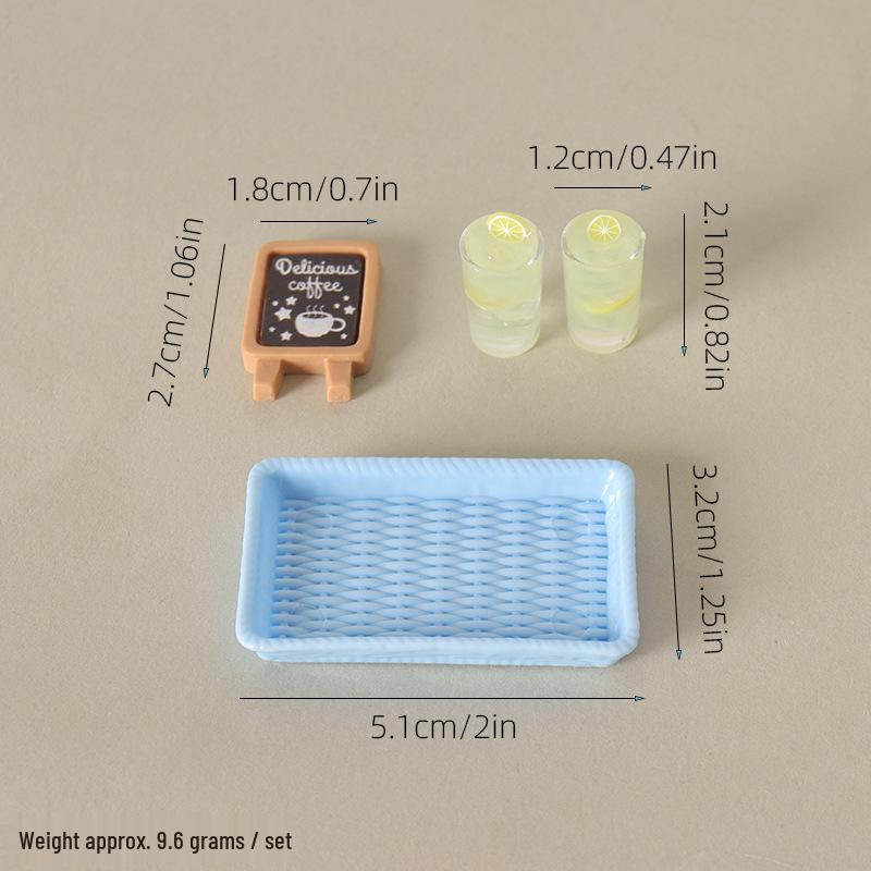Miniature Dollhouse Food & Drink Tray Set Ornaments