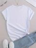 Camiseta Esportiva Casual Solta com Estampa de Coração Estampa de Leopardo Gola Redonda Estampada com Letras Camisetas de Verão Top Feminino Camiseta Gráfica Anos 90