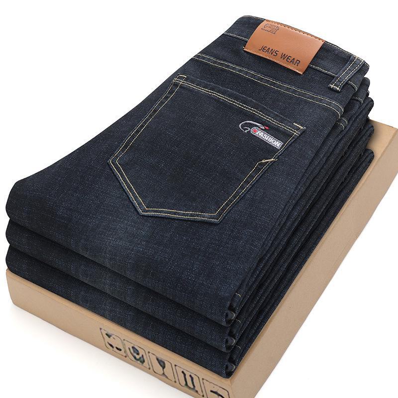 2024 Herren Elastische Slim Straight Jeans für Frühling und Herbst - Business Casual Loose Winterhose für mittleres Alter