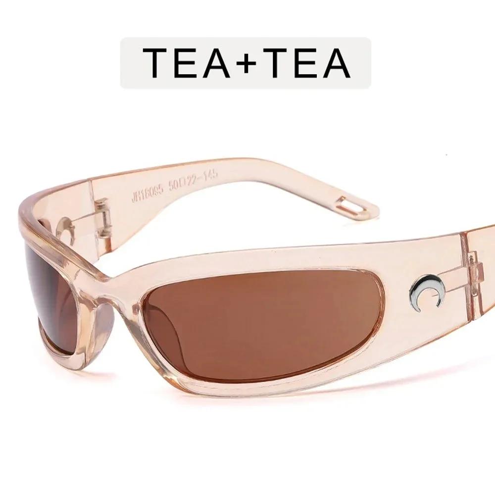 Ins Style Spicy Girl Fashionable Sunglasses Futuristic Hip-hop Thousand Crescent Sunglasses Personalized UV Resistant Glasses As Picture
