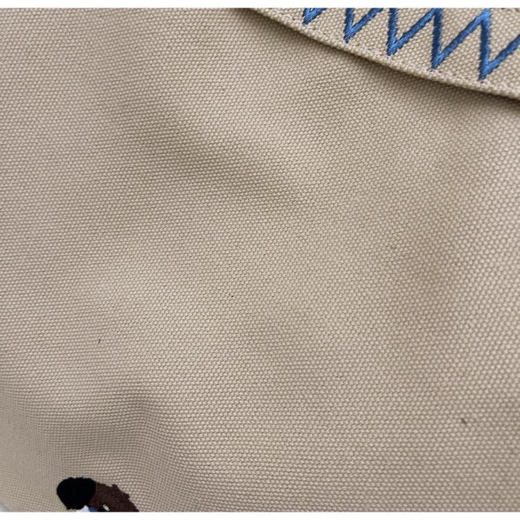 Casual Striped Embroidered Canvas Shoulder Bag - Autumn/Winter 2025 Trendy Student Design