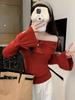 Spicy Girl One-Shoulder Bell Sleeve Knit Top - Elegant Slim-Fit for Spring & Autumn