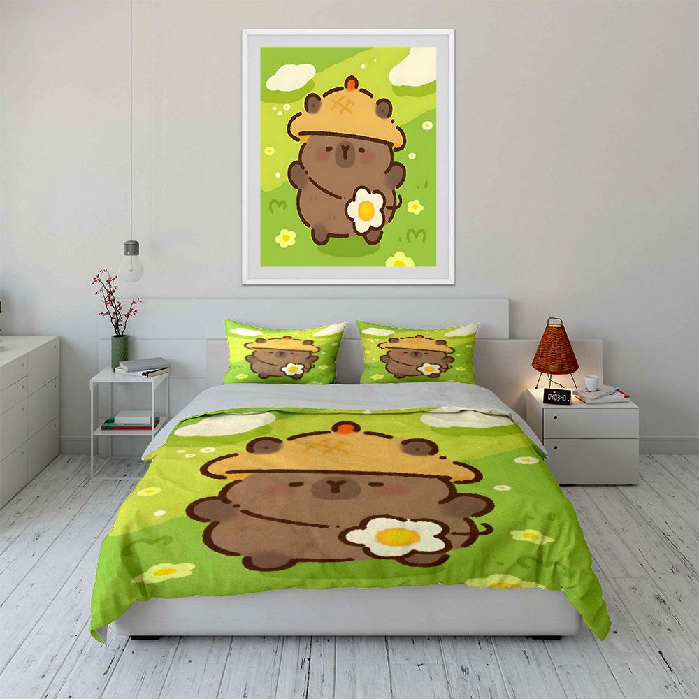 Cute Nature-themed Bear Set kid's and adults' bedroom decor, Exquisite three-piece bedding set gift
