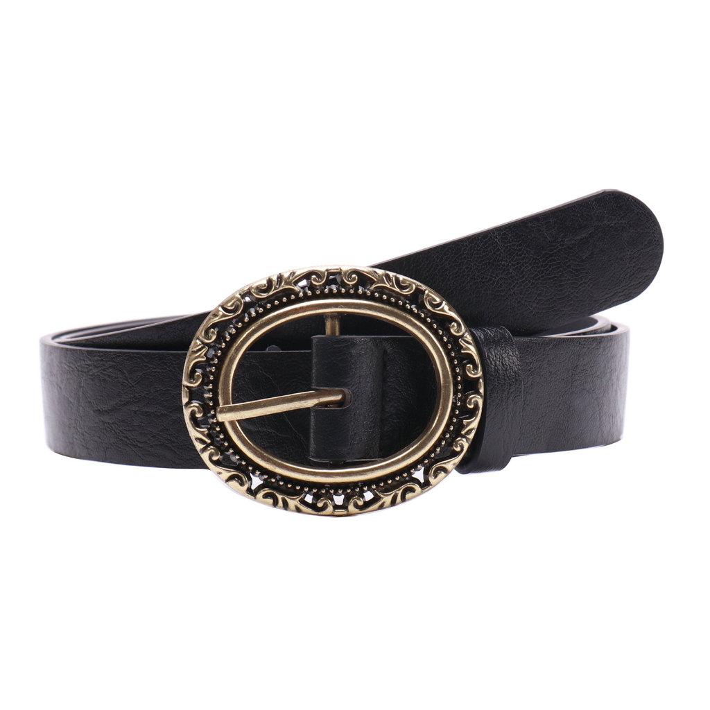Vintage Retro Dress Belt With Oval Buckle For Casual And Formal Wear