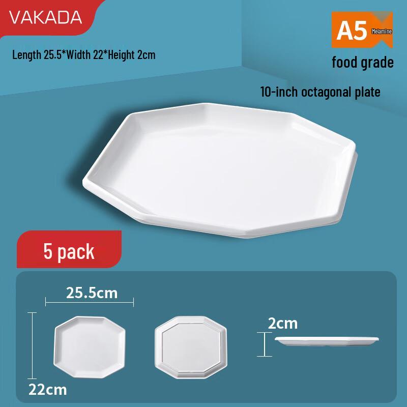 VAKADA 10-inch Round Melamine Plate (5-pack)