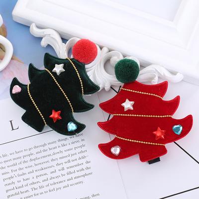 Christmas Red And Green Tree Hairpin Children'S Holiday Christmas Tree Duck Bill Clip Christmas Supplies Hair Accessories