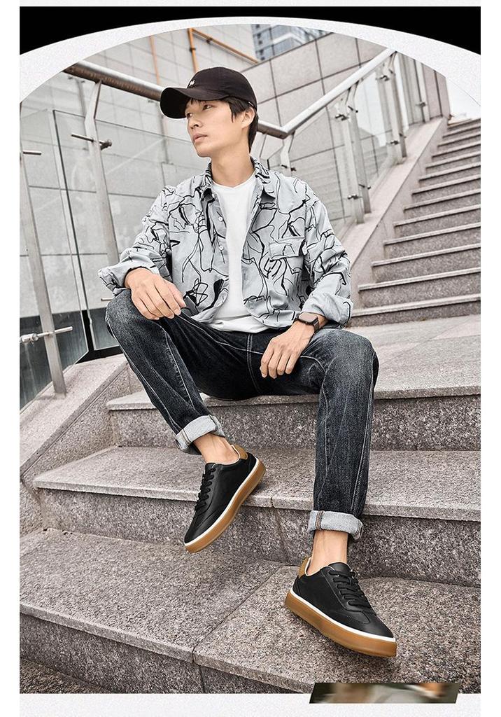Men's Plus Size White Genuine Leather Skate Shoes - Breathable, Soft Sole, Casual Cowhide Sneakers