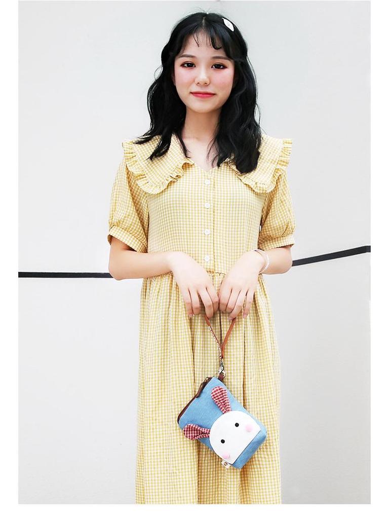 Three-Color Patchwork Mini Canvas Handbag for Women - Cute 6-Inch Phone Bag