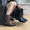 Fashion 2025 New Winter Vintage Women Knee High Boot Concise Slip on Thick Heel Shoes Square Toe Knight Long Booties