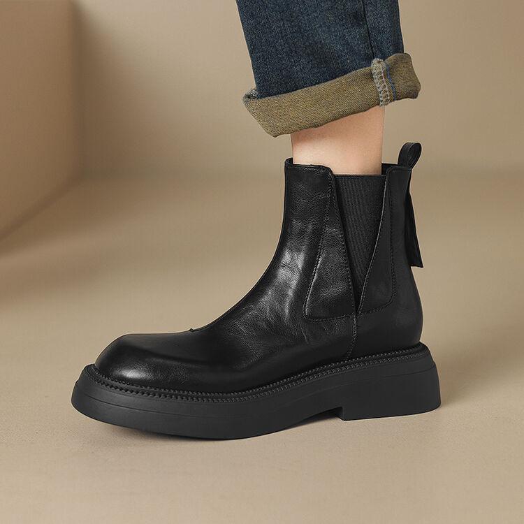 Fashion New Autumn Winter Women Boot Platform Shoes for Women Round Toe Short Boots Fashion Boots Chunky Heel Knight Boots Handmade