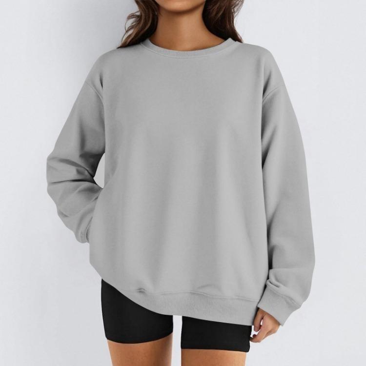 Damen Winter Fleece Tops Langarm Sweatshirt Lässiger Rundhalsausschnitt Pullover Lockerer Schnitt Warme Wintertops