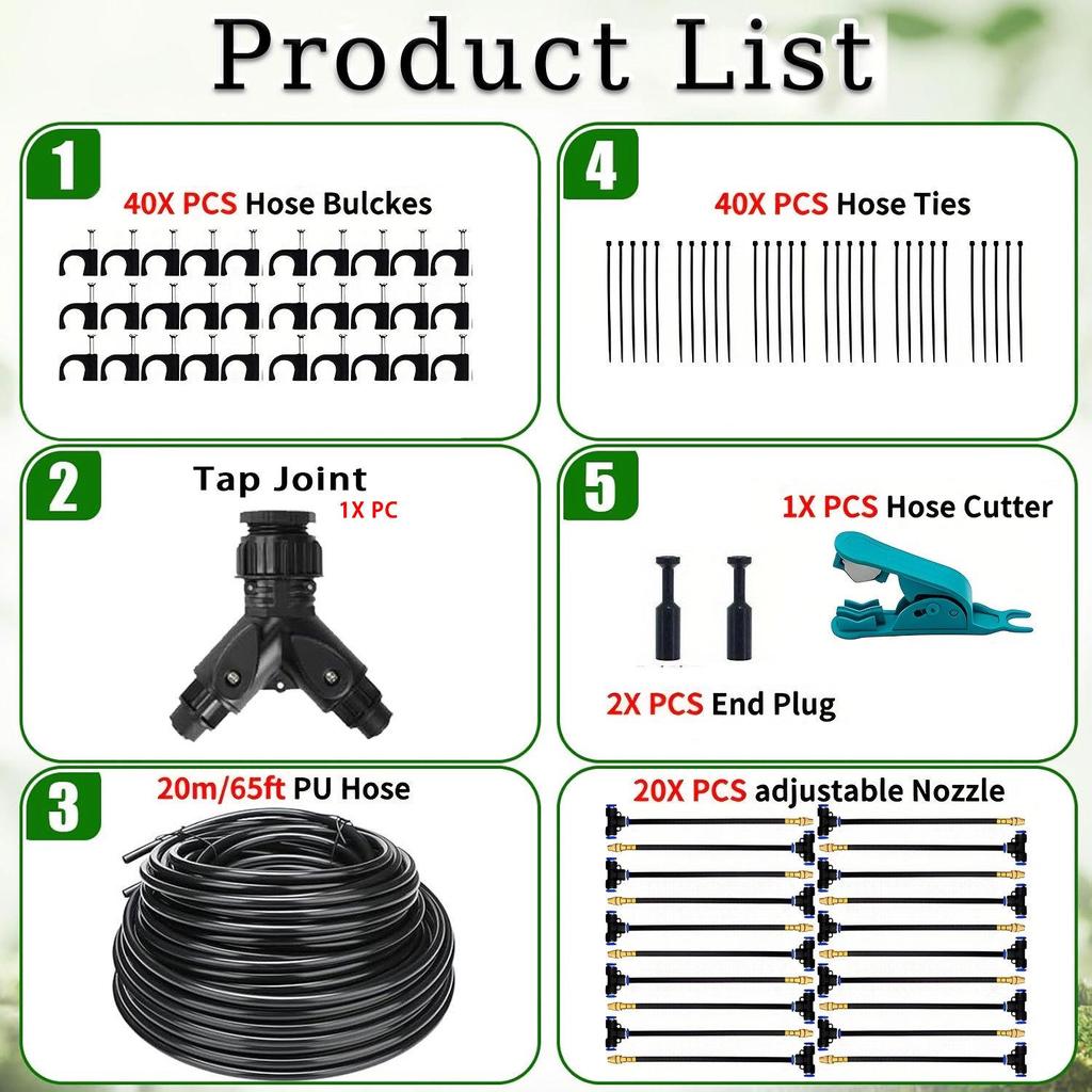 Universal Adjustable Micro-Atomizing Sprinkler Set for Irrigation, Cooling, and Humidification
