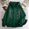 Women's Hooded Zip Up Loose Fit Long Sleeve Printed Butterfly Casual Cardigan Sweatshirt Jacket