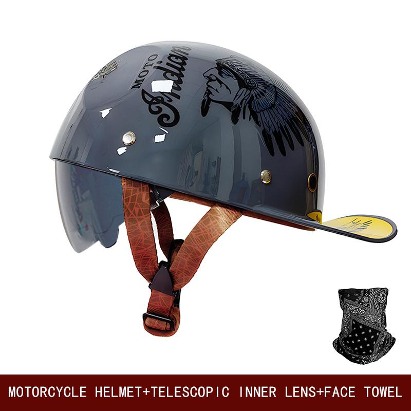 

Мотоциклетный ретро шлем универсальный круиз скейтборд велосипед полушлем мотоциклетный новый национальный стандарт лето L