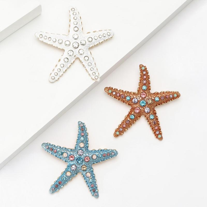 Crystals Starfish Brooch Pin For Women Versatile Fashion Jewelry Gift Party Everyday Wear