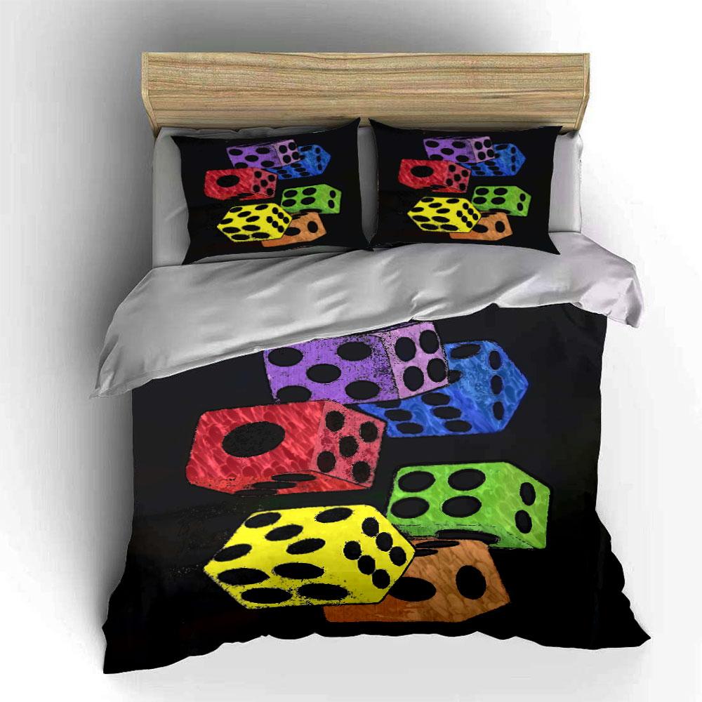 Colorful dice pattern. Bedding sets Duvet cover sets Duvet covers Pillowcases(1* Duvet Cover 2* Pillowcases without duvet insert)