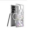 Purple Flower Magnetic Case for iPhone 15/16/17 Pro Max - Transparent Full Coverage Protection