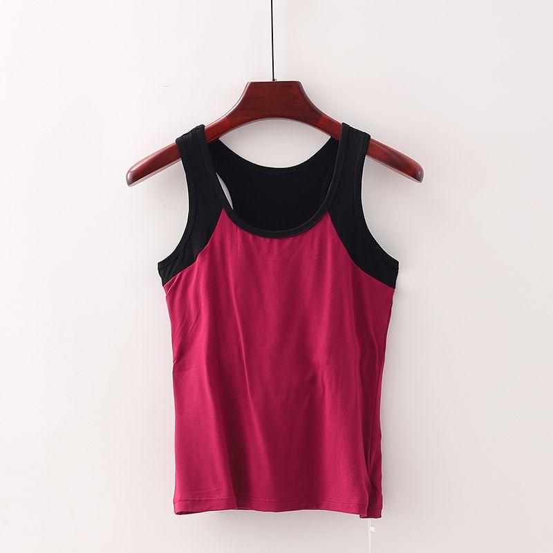 

[Поклонник] Скидка на бренд торгового центра Женский жилет для йоги Двухслойный Модная тесьма Эластичная подкладка Спортивная футболка 5e124 Wine Red 2XL/175