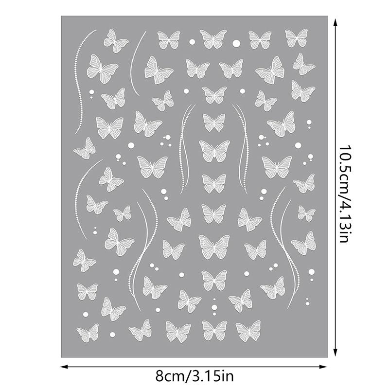 Shell Light White Butterfly Nail Stickers Glitter Adhesive Sticker Nail Art Decoration Cute Butterfly Nail Art Sticker Diy Salon