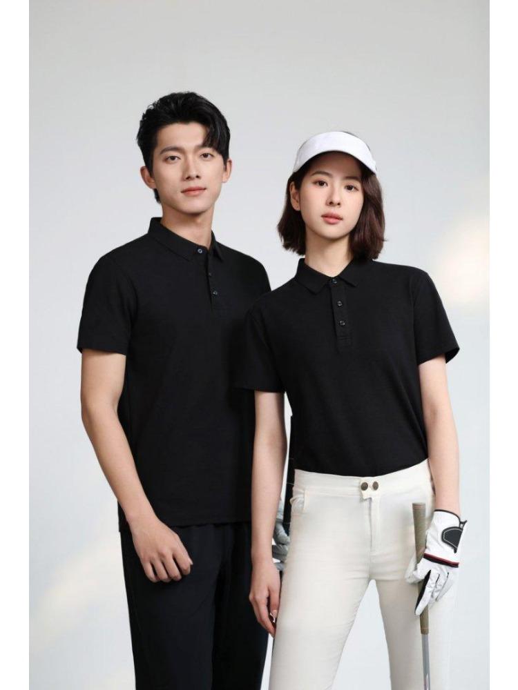 Solid Color T-Shirt Summer Women's and Men's Lapel Short Sleeve YG-258/256